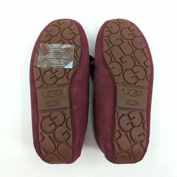 UGG Women 5 Ansley Bow Moccasins Wild Grape Purple Glimmer Wool Lined Suede NEW - Picture 8 of 8